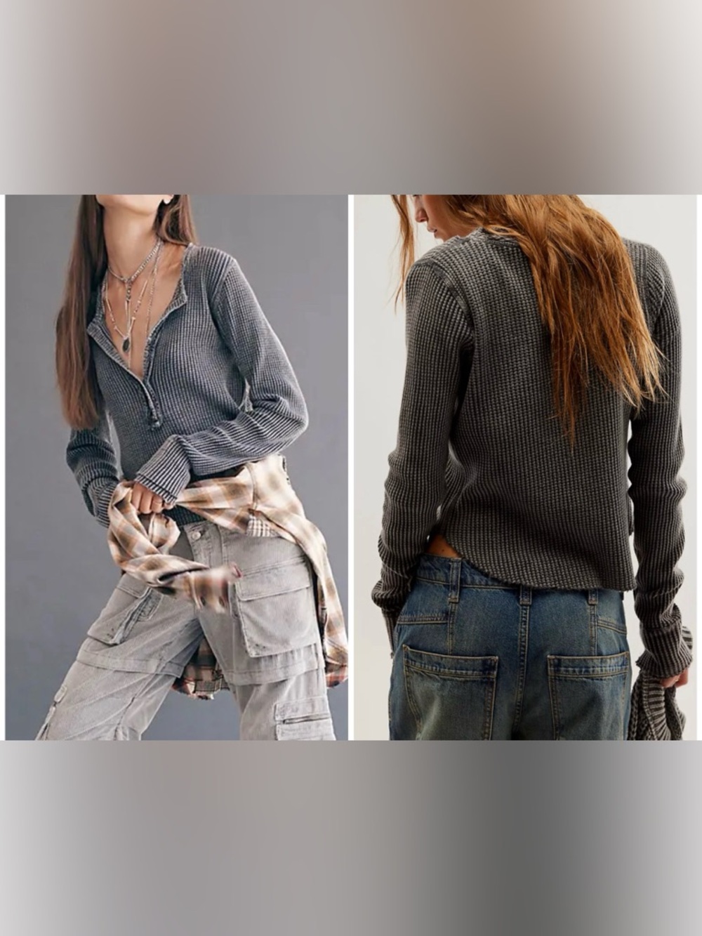 NWOT Free People FP One Colt Thermal - charcoal grey black - Large